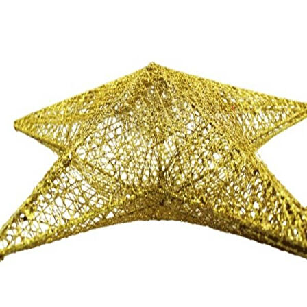 Yılbaşı Tel Yıldız 30 cm 3 Boyutlu Altın 