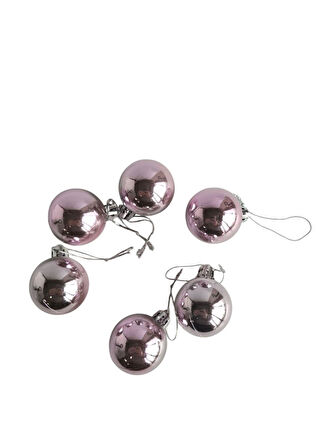 Yılbaşı Top Süs Parlak Pembe 4cm 6lı