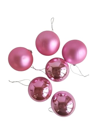 Yılbaşı Top Süs Pembe 6cm 6lı Mat Parlak