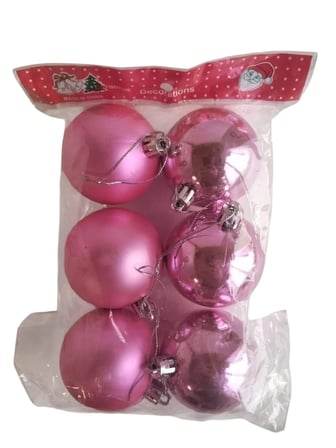Yılbaşı Top Süs Pembe 6cm 6lı Mat Parlak