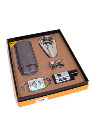 Cohiba 3 Torch Pürmüz Çakmak Kılıf Küllük Kesici Sehpa Gümüş Beşli Puro Seti TR10029