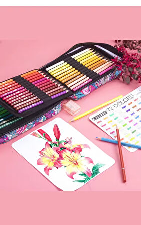 Kalour 72'li Çantalı Kuru Boya Kalem Seti, Metal Kutulu (Defter Hediyeli)