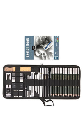 Kalour 54'lü Eskiz Karakalem Çizim Seti- Çantalı (Defter Hediyeli)