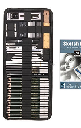 Kalour 54'lü Eskiz Karakalem Çizim Seti- Çantalı (Defter Hediyeli)