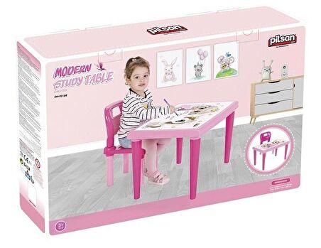 Pilsan Modern Sandalyeli Çalışma Masası - Pembe