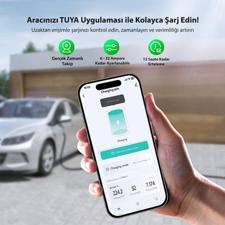 Truwatt ZT305 7kW Taşınabilir Elektrikli Araç Şarj Cihazı 32A/220V (5 metre)