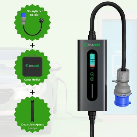 Truwatt ZTA310 7kW Taşınabilir Elektrikli Araç Şarj Cihazı 32A/220V (10 metre)