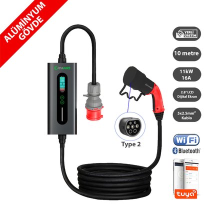 Truwatt ZTA410 11kW Taşınabilir Elektrikli Araç Şarj Cihazı 16A/380V (10 metre)