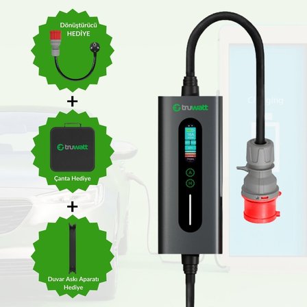 Truwatt ZTA510 22kW Taşınabilir Elektrikli Araç Şarj Cihazı 32A/380V (10 metre)
