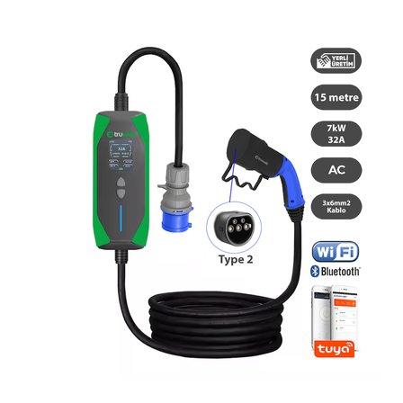 Truwatt ZT315 7kW Taşınabilir Elektrikli Araç Şarj Cihazı 32A/220V (15 metre)