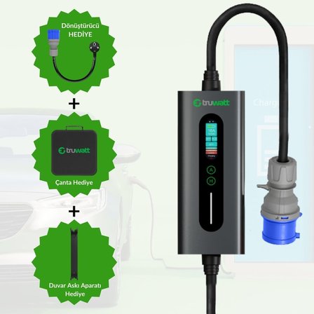 Truwatt ZTA315 7kW Taşınabilir Elektrikli Araç Şarj Cihazı 32A/220V (15 metre)