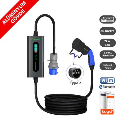 Truwatt ZTA320 7kW Taşınabilir Elektrikli Araç Şarj Cihazı 32A/220V (20 metre)
