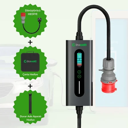 Truwatt ZTA420 11kW Taşınabilir Elektrikli Araç Şarj Cihazı 16A/380V (20 metre)