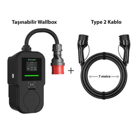 Truwatt ZTV507 22kW Taşınabilir Wallbox Elektrikli Araç Şarj Cihazı 32A/380V (7 metre)