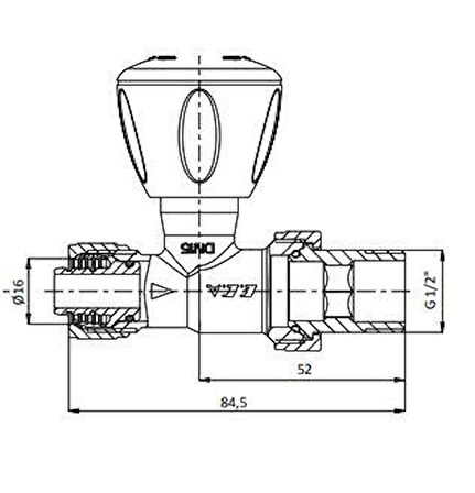 E.C.A Rv3 Düz Radyatör Valfi ( Ø 16x2mm)Pex Rv3 602120722