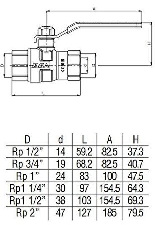 E.C.A 1 1/4 Doğalgaz Küresel Valfi 602122154