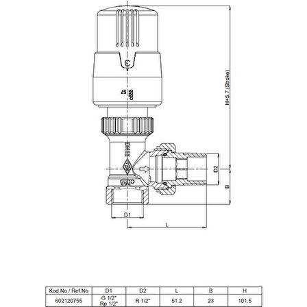 E.C.A Trv4 Köşe Termostatik Valfi 1/2