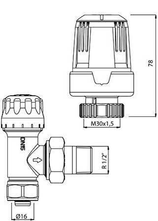 E.C.A Termostatik Radyatör Valfi Köşe ( Ø 16 X 2 Mm) Trv3 602120549