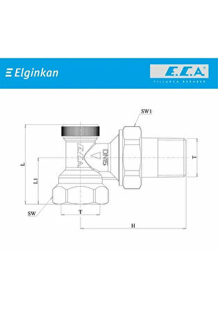 Eca Radyatör Geri Dönüş Valfi Köşe 1/2"