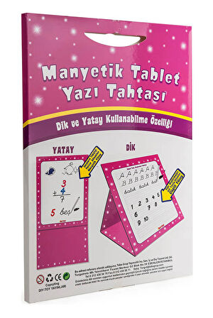 Pembe (Kız) Manyetik Tablet Yazı Tahtası Kalem Hediyeli