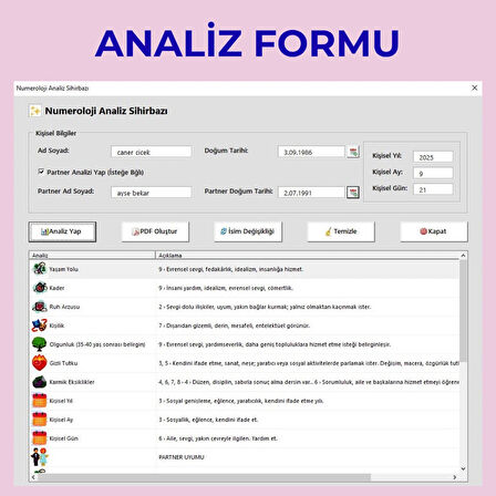 Numeroloji Programı – Excel Tabanlı Lisanslı Yazılım (Dijital Teslim)