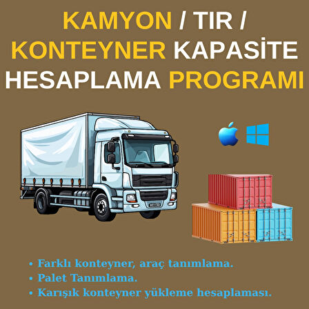 Kamyon/Tır/Konteyner Kapasite Hesaplama Programı – Excel Tabanlı Lisanslı Yazılım (Dijital Teslim)