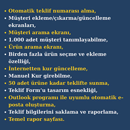 Premium Teklif Hazırlama Programı – Excel Tabanlı Lisanslı Yazılım (Dijital Teslim)