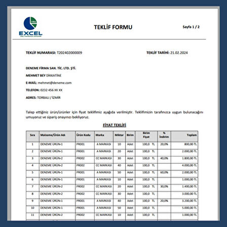 Premium Teklif Hazırlama Programı – Excel Tabanlı Lisanslı Yazılım (Dijital Teslim)