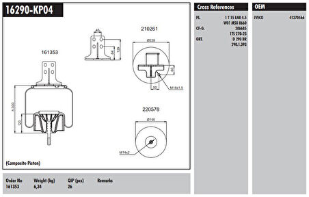 Volvo Truck Komple Plastık Piston - İveco / Stralıs 400 / Eurotech 440e Fp / P4x2 Arka Sag - Connect MD 16290-Kp04