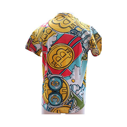 Erkek Çocuk T-Shirt Dijital Coin Baskılı Çok Renkli
