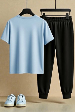Unisex Sleep Panda Baskılı Tasarım Tişört - 2'li Eşofman Takımı