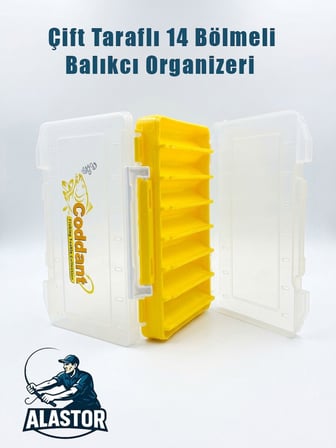 Balıkçı Organizer Kutu Bölmeli Kutu Rapala Kutusu 14Gözlü Balıkçılık Kutusu Organizer Çift Taraflı Kutu 