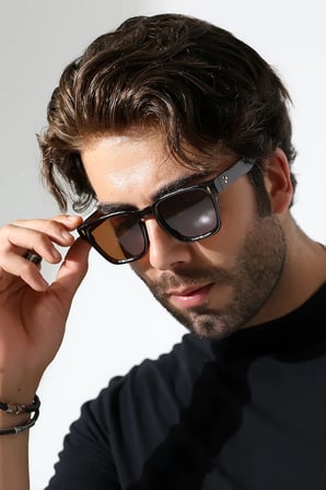 Erkek Polarize Kare Kahverengi Güneş Gözlüğü 23037 c3 p E
