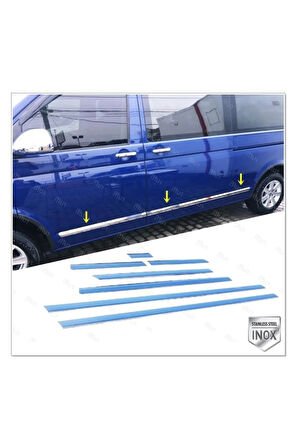 Vw T5 Transporter Krom Yan Kapı Çıtası 7 Prç 2003-2015 P.çelik (uzun Şase)