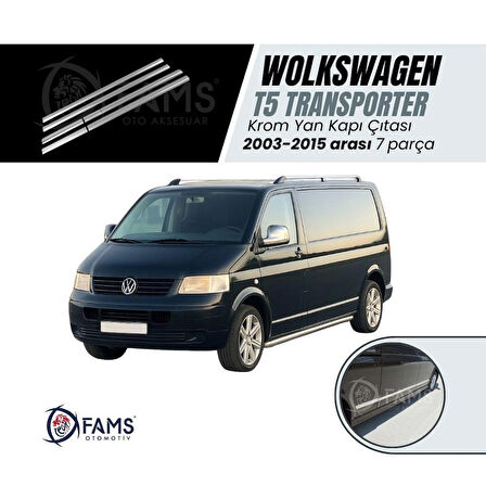 Vw T5 Multivan Uyumlu Krom Yan Kapı Çıtası 7 Prç 2003-2015 P.çelik (UZUN ŞASE)