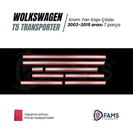 Vw T5 Multivan Uyumlu Krom Yan Kapı Çıtası 7 Prç 2003-2015 P.çelik (UZUN ŞASE)