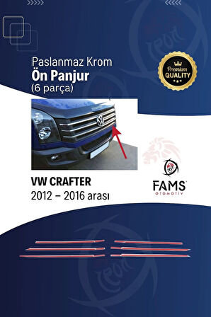 Vw Crafter Krom Ön Panjur 6 Prç. 2012-2016 Arası Paslanmaz Çelik