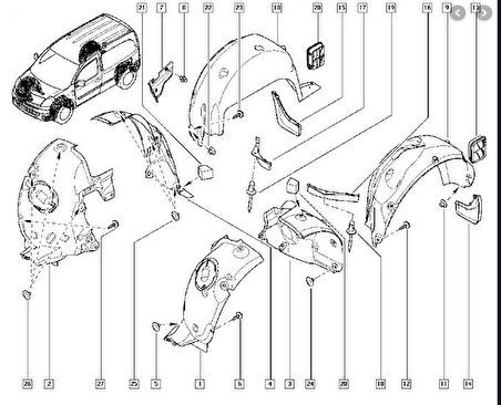 Renault Camurluk Davlumbazı Arka Sol Kangoo III 08> - Brd 673