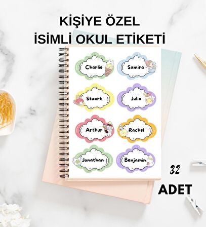 Kişiye Özel İsimli Okul Etiketi 32 Adet