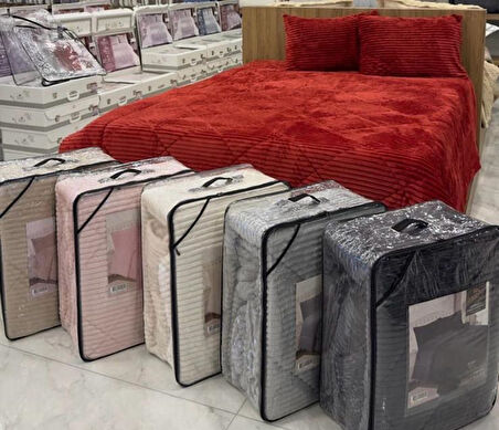 COMFORT YORGAN SETİ ÇİFT KİŞİLİK STRİPE KREM
