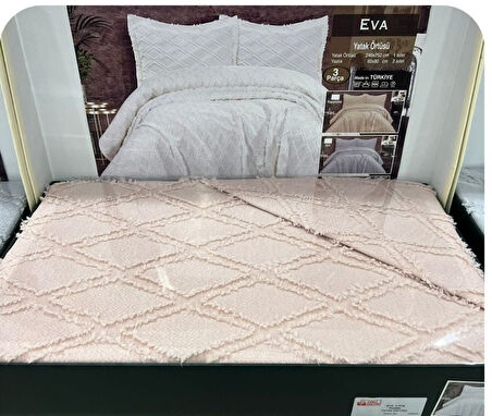 JAKARLI  SAKALLI YATAK ÖRTÜSÜ TEK KİŞİLİK EVA KAPUCCİNO