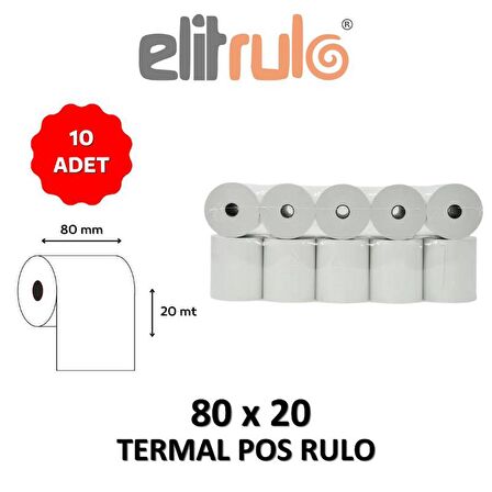 Elitrulo Termal Pos Rulo 80mm x 20mt - 10 Adet