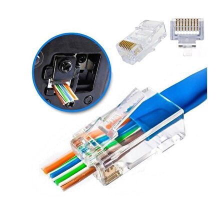 Elitstore RJ45 Konnektör Yeni Nesil Açık Uçlu 100 Lü Paket 