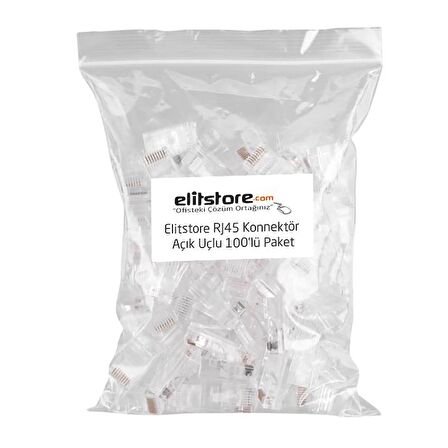 Elitstore RJ45 Konnektör Yeni Nesil Açık Uçlu 100 Lü Paket 