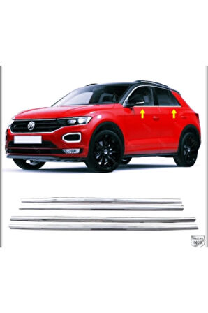 Vw T-roc Paslanmaz Krom Cam Çıtası 4 Parça 2017 Ve Üzeri Uyumlu  Paslanmaz Çelik
