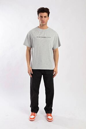 Catch Yeni Sezon Oversize Gri T-Shirt Y-1066