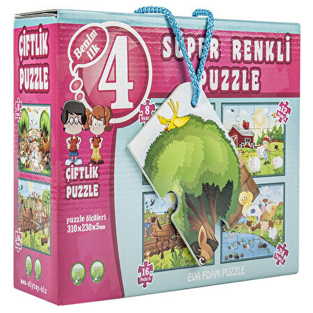DIYTOY ÇİFTLİK SÜPER RENKLİ EVA PUZZLE 4LÜ