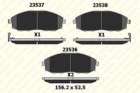 Hyundaı Ticarı On Fren Balatası Hyundaı Starex 2.5 97-02 - Kale B 23536 155 05 Ans