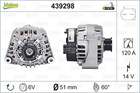 Mercedes Alternator (14v 120a) W203 00>07 Cl203 02>08 S203 01>07 C209 02>09 W163 03>05 R170 00>04 - Valeo 439298