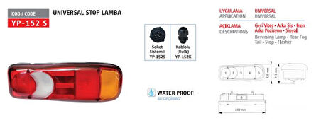 Renault Truck Stop Lambası Renault Valeo Tip Kablolu Takım - Yuceplast Yp-152 K